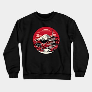 Mount Fuji in Crimson - Japanese Crewneck Sweatshirt